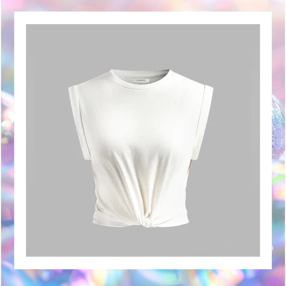 Commense Ivory Sleeveless Twist Tee